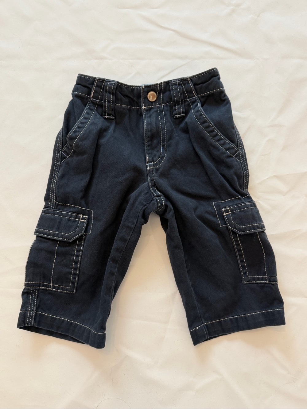 Vintage Gymboree Navy Cargo Shorts with Contrasting Stitching